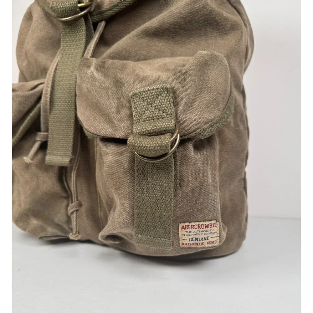 Abercrombie & Fitch Canvas Drawstring Rucksack Military Backpack Vintage Rare